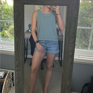 Sleeveless boxy rustic sage green Top